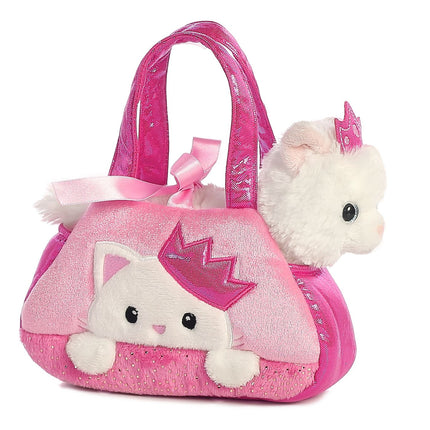 Peluche princesse chat dans un sac rose, taille 20 cm