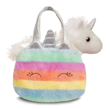 Peluche licorne dans un sac, taille 20 cm