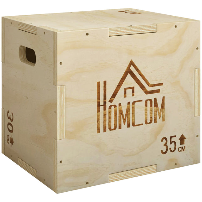 Plyo Box 3-in-1, Naturholz, 3 Höhen, 40,5x35,5x30,5 cm