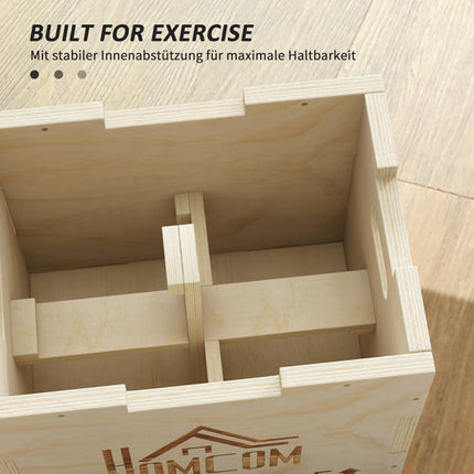 Plyo Box 3-in-1, Naturholz, 3 Höhen, 40,5x35,5x30,5 cm
