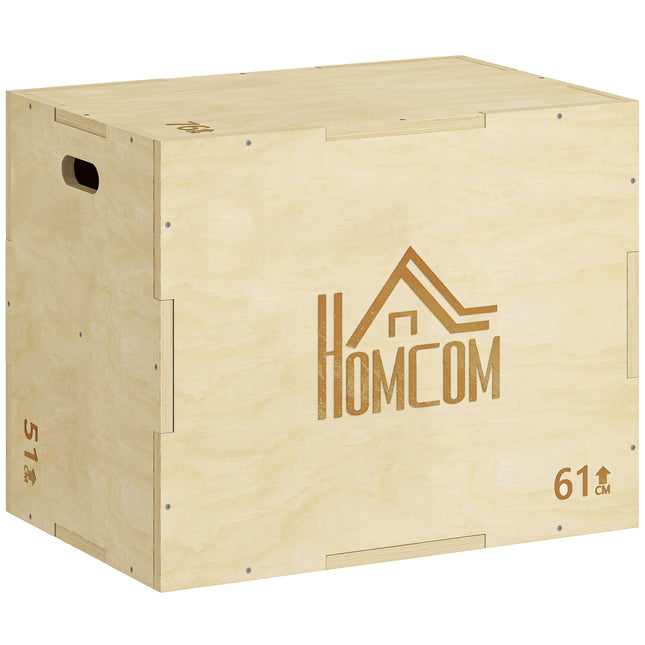 Plyo Box 3-en-1, bois naturel, 51/61/76 cm, capacité de 120 kg