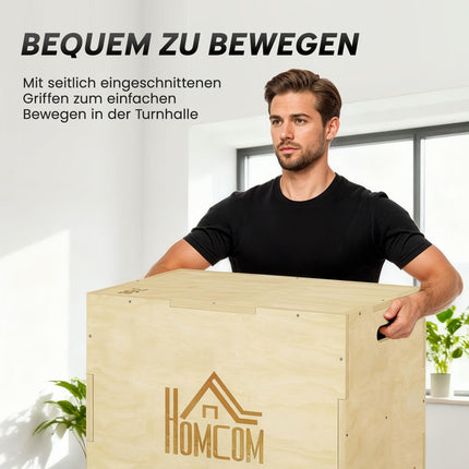 Plyo Box 3-en-1, bois naturel, 51/61/76 cm, capacité de 120 kg