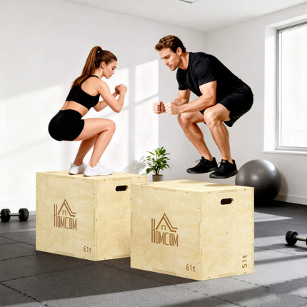 Plyo Box 3-en-1, bois naturel, 51/61/76 cm, capacité de 120 kg