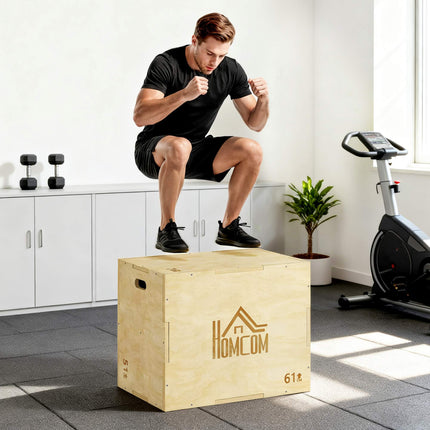 Plyo Box 3-en-1, bois naturel, 51/61/76 cm, capacité de 120 kg