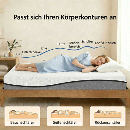 Matelas à ressorts ensachés avec mousse à mémoire de forme infusée au gel, thé vert, 200 x 90 x 20 cm