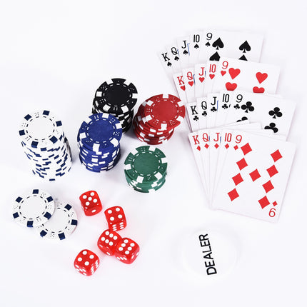 Pokerset - 300 Chips, 2 Kartendecks, 5 Würfel, Aluminiumkoffer