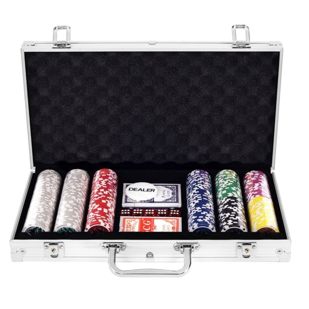 Coffret de 300 jetons de poker, étui en aluminium – Texas Hold'em
