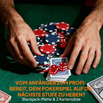 Coffret de jetons de poker avec étui, dés, bouton de donneur et 2 jeux de cartes.