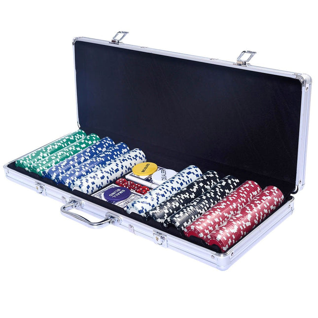 Coffret de poker coffret de poker 500 jetons laser coffret de poker en aluminium + tissu + 2 jeux de poker