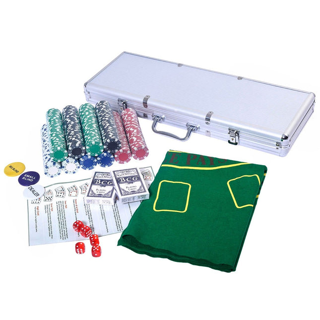 Coffret de poker coffret de poker 500 jetons laser coffret de poker en aluminium + tissu + 2 jeux de poker