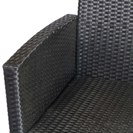 Schwarzes Polyrattan Gartenmöbel-Set 4-teilig - Metallrahmen