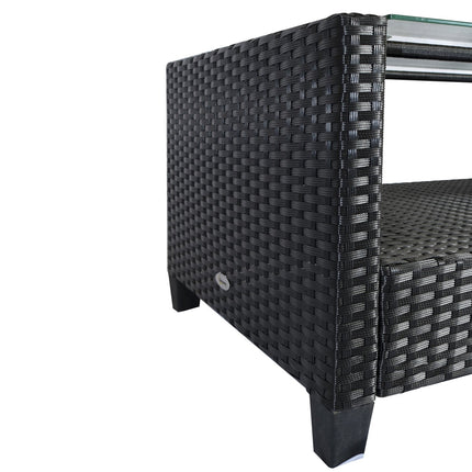 Schwarzes Polyrattan Gartenmöbel-Set 4-teilig - Metallrahmen