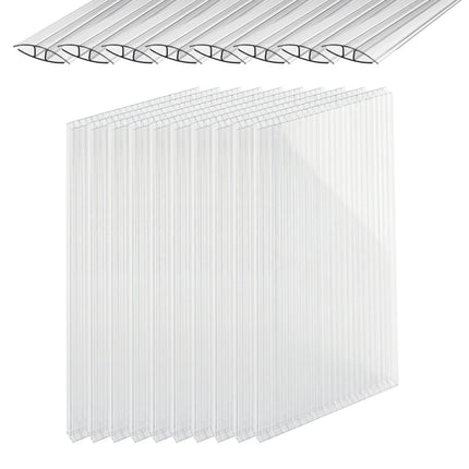 Panneaux de serre en polycarbonate, paquet de 10, 121 x 60,5 cm