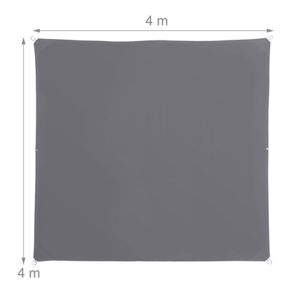 Voile d'ombrage en polyester, gris foncé, 4 x 4 m, protection UV 30+
