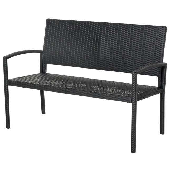 Gartenbank aus Korbgeflecht, 2-Sitzer - Schwarz, 122 x 60 x 87 cm