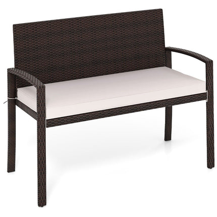Banc de jardin en polyrotin avec coussin, capacité de charge de 360 kg