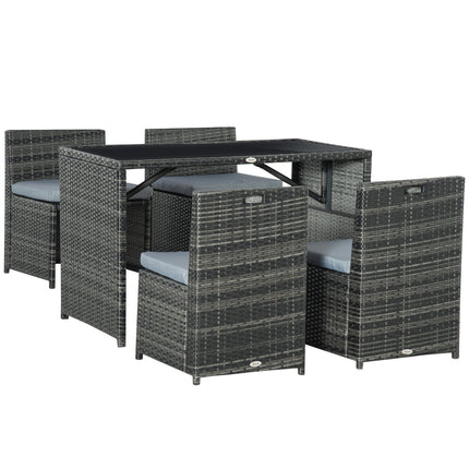 Mobilier De Jardin En Polyrotin Pour 4 Personnes, Groupe De Salle À Manger En Rotin, Groupe De Sièges Avec Canapé, Acier, Gris