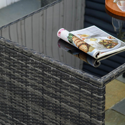 Mobilier De Jardin En Polyrotin Pour 4 Personnes, Groupe De Salle À Manger En Rotin, Groupe De Sièges Avec Canapé, Acier, Gris