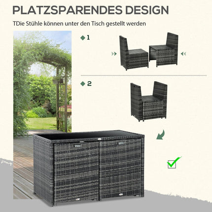 Mobilier De Jardin En Polyrotin Pour 4 Personnes, Groupe De Salle À Manger En Rotin, Groupe De Sièges Avec Canapé, Acier, Gris