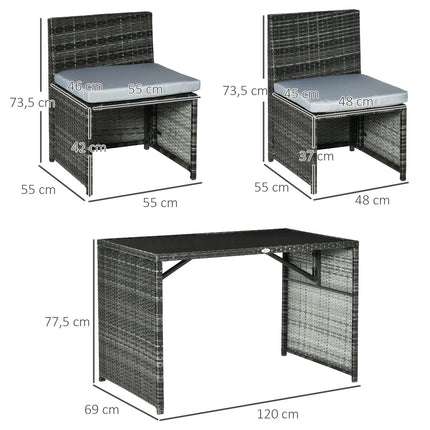 Mobilier De Jardin En Polyrotin Pour 4 Personnes, Groupe De Salle À Manger En Rotin, Groupe De Sièges Avec Canapé, Acier, Gris