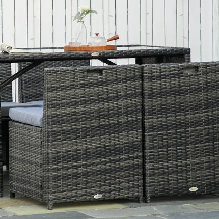 Mobilier De Jardin En Polyrotin Pour 4 Personnes, Groupe De Salle À Manger En Rotin, Groupe De Sièges Avec Canapé, Acier, Gris