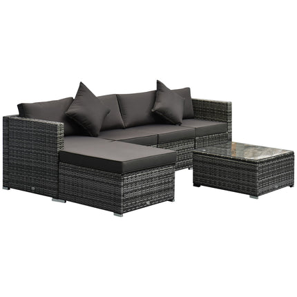 Polyrattan Gartenmöbel-Set für 4 Personen, grau