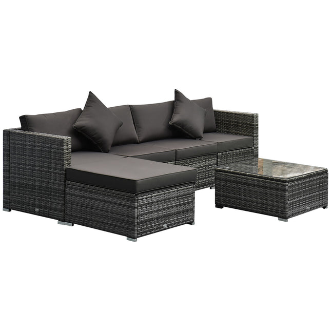 Polyrattan Gartenmöbel-Set für 4 Personen, grau