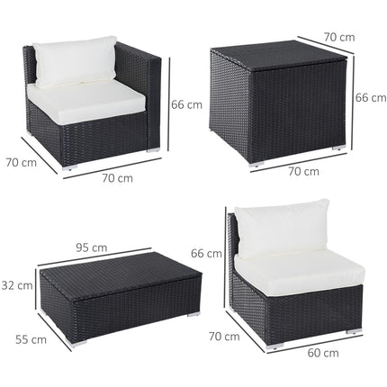 Poly rattan garden furniture for 4 with storage table