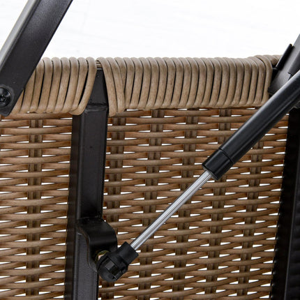 Ausziehbarer Gartencouchtisch aus Polyrattan, Khaki-Stahl