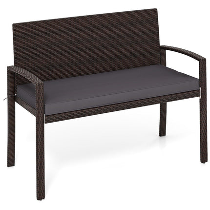 Banc d'extérieur en polyrotin avec coussin, résistant aux intempéries, capacité de charge de 360 kg