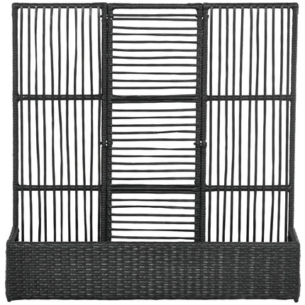 Schwarzes Hochbeet aus Polyrattan mit Rankgitter 103x103x29 cm