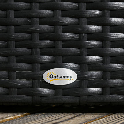 Schwarzes Hochbeet aus Polyrattan mit Rankgitter 103x103x29 cm