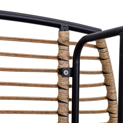 4er-Sofagruppe aus Rattan, Tisch aus gehärtetem Glas, Kissen