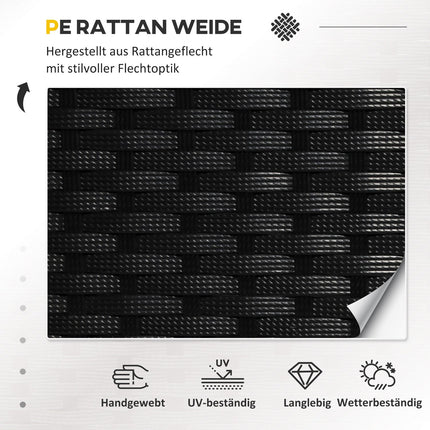 Gartenmöbel-Lounge-Set aus Polyrattan mit Kissen, schwarz, 4 Sitzplätze