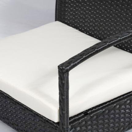 Gartenmöbel-Lounge-Set aus Polyrattan mit Kissen, schwarz, 4 Sitzplätze