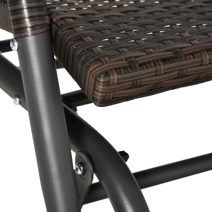 Banc À Balançoire En Polyrotin 2 Places Pour Patio Extérieur, Causeuse De Jardin, Balançoire De Jardin Avec Dossier, Banc De Parc, Marron, 70 X 120 X 84 Cm