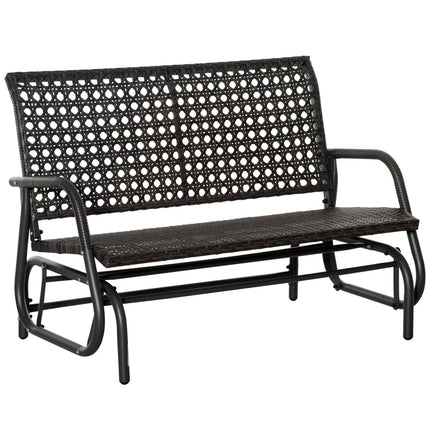 Banc À Balançoire En Polyrotin 2 Places Pour Patio Extérieur, Causeuse De Jardin, Balançoire De Jardin Avec Dossier, Banc De Parc, Gris, 70 X 120 X 84 Cm