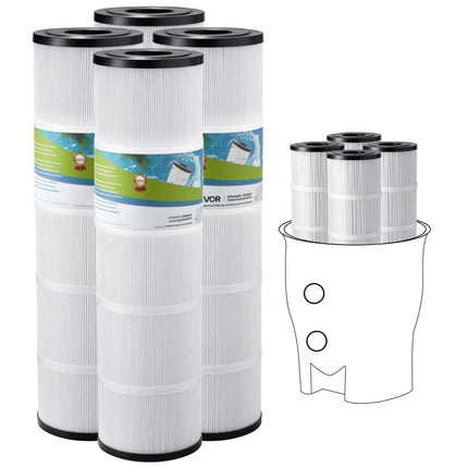 Pool Filter Cartridge 4-Pack, 105 Sq Ft, 50 Micron