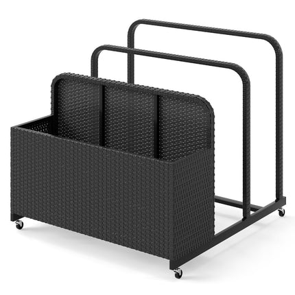 Panier de rangement pour piscine à roulettes, en rotin PE, 2 compartiments