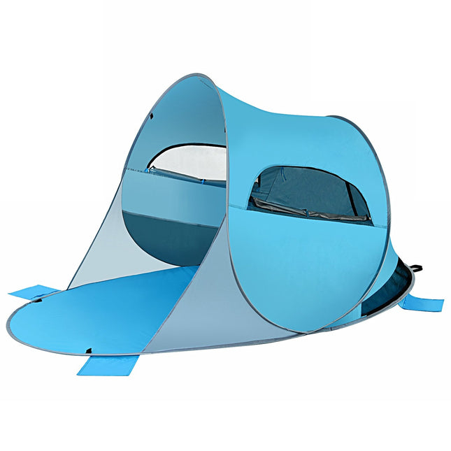 Pop Up Strandmuschel 3-4 Personen Strandzelt Sonnenschutz Wurfzelt für Outdoor Blau