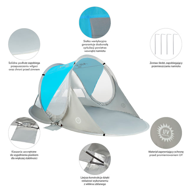 Pop-Up-Strandzelt, Blau, UV-Schutz