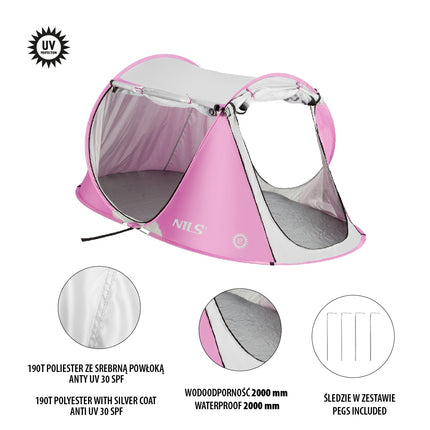 Pop-Up Strandzelt, Pink, UV-Schutz