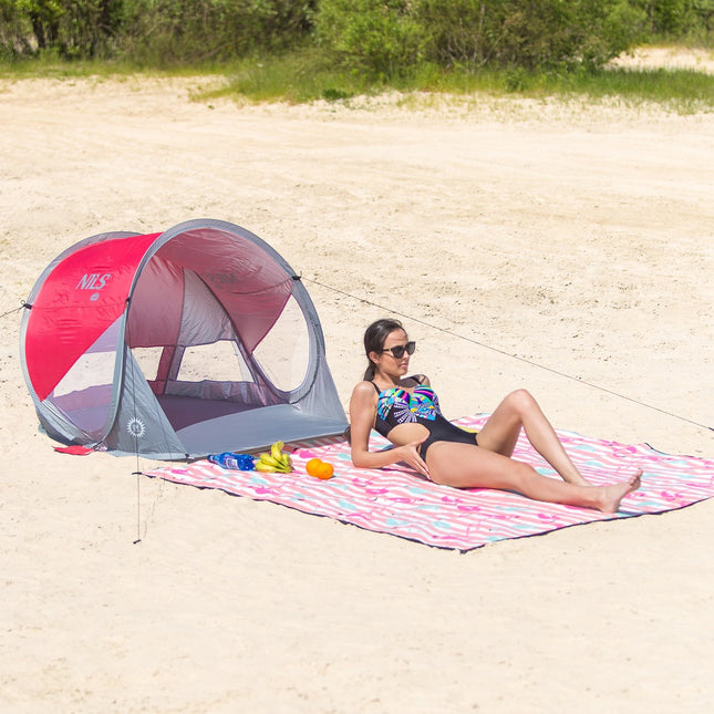 Pop-up-Strandzelt, Rot-Grau, UV-Schutz