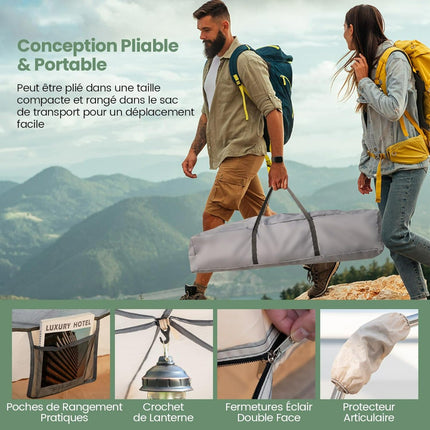 Pop-Up Campingzelt, 1-Minuten-Aufbau, 4-6 Personen, Beige