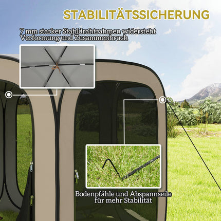 Tente de camping escamotable, portable, protection UPF50+, côtés en filet