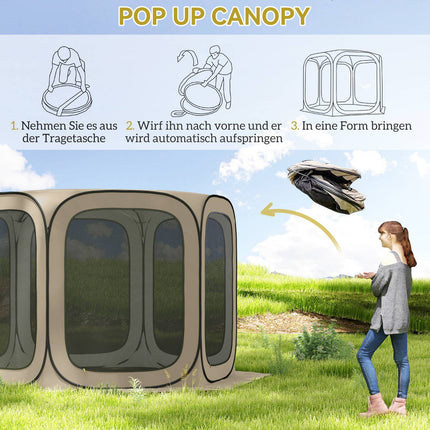 Tente de camping escamotable, portable, protection UPF50+, côtés en filet