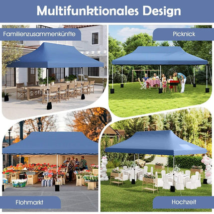 Faltpavillon 300x600 cm, Blau, Höhenverstellbar