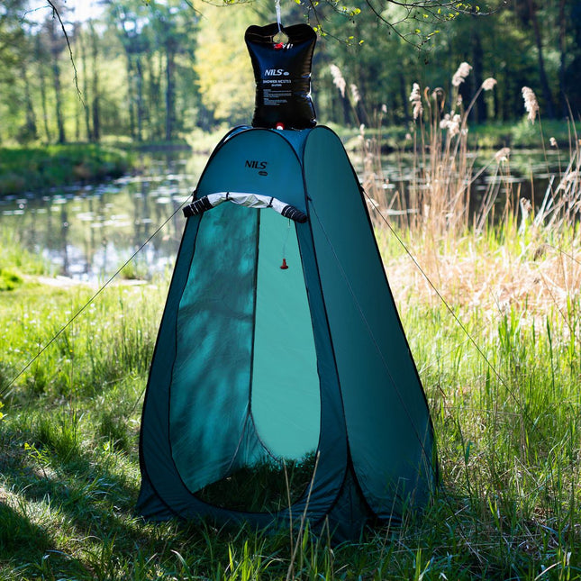 Pop-Up Umkleidekabine, Schwarz/Blau, Tragbares Sichtschutzzelt
