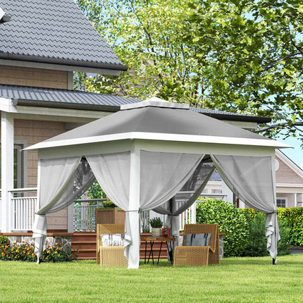 Pop-Up Gartenpavillon, Metallrahmen, Grau, 330x330x288 cm