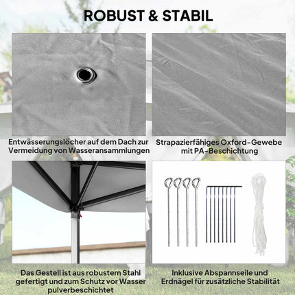 Pop-Up Gartenpavillon, Metallrahmen, Grau, 330x330x288 cm